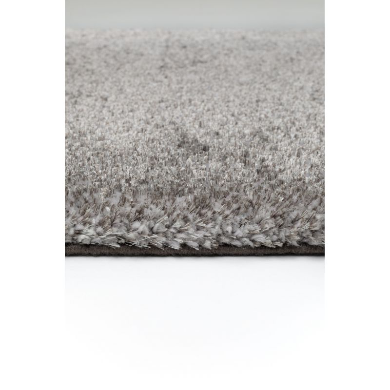 Tapis moderne Alcyone en laine et polyester doux chiné gris et blanc