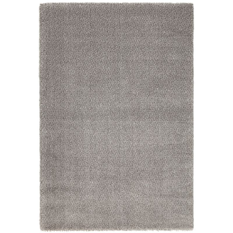 Tapis moderne Alcyone en laine et polyester doux chiné gris et blanc