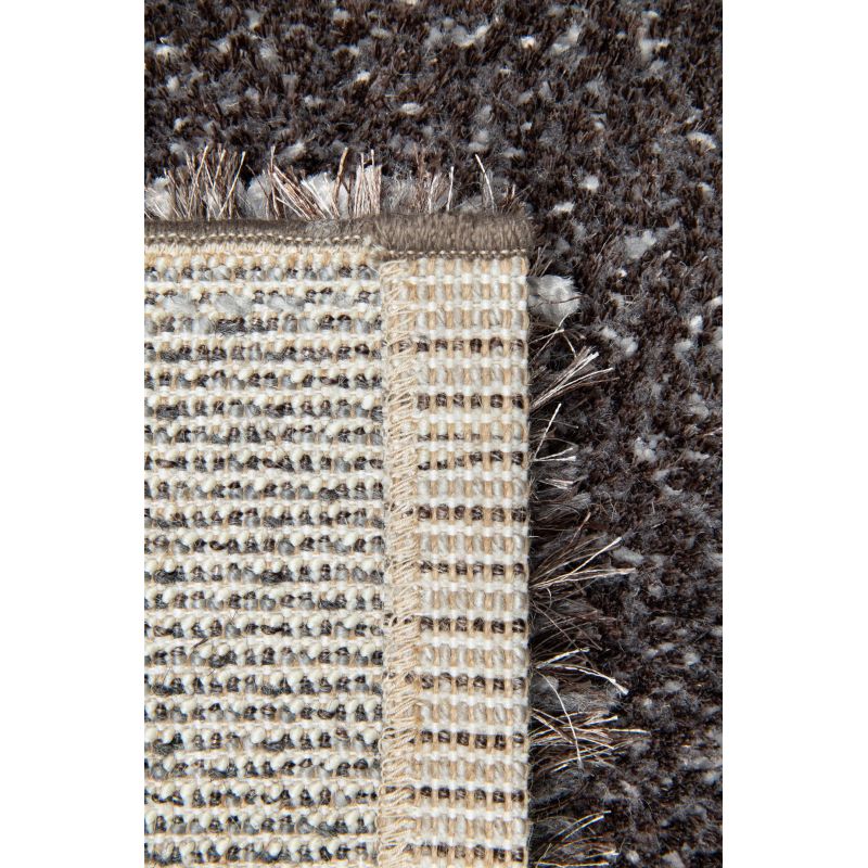 Tapis moderne Alcyone en laine et polyester doux chiné gris anthracite et marron