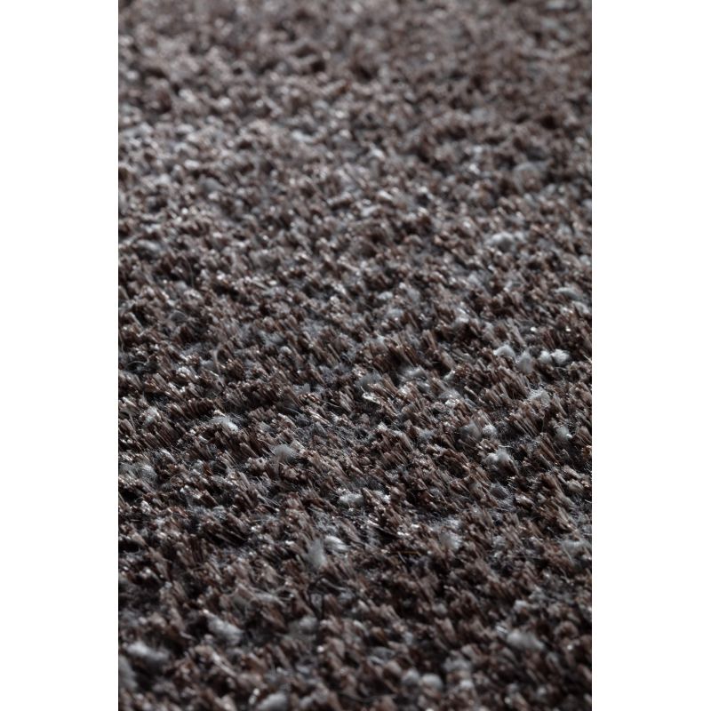 Tapis moderne Alcyone en laine et polyester doux chiné gris anthracite et marron