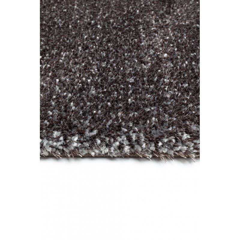 Tapis moderne Alcyone en laine et polyester doux chiné gris anthracite et marron