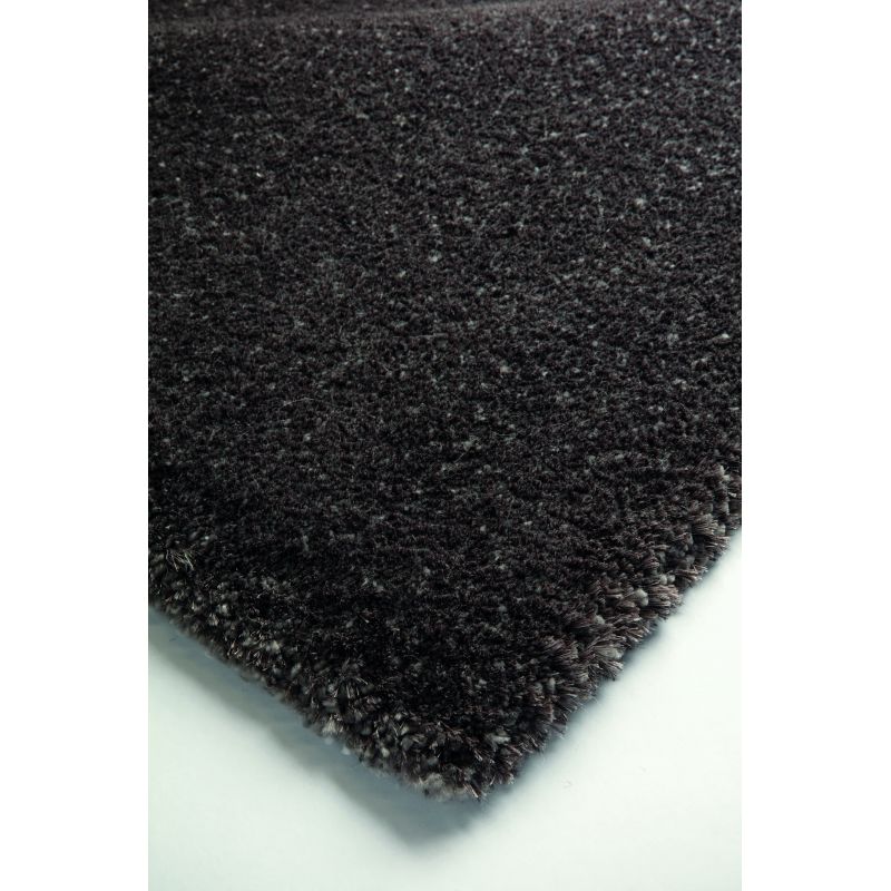 Tapis moderne Alcyone en laine et polyester doux chiné gris anthracite et marron