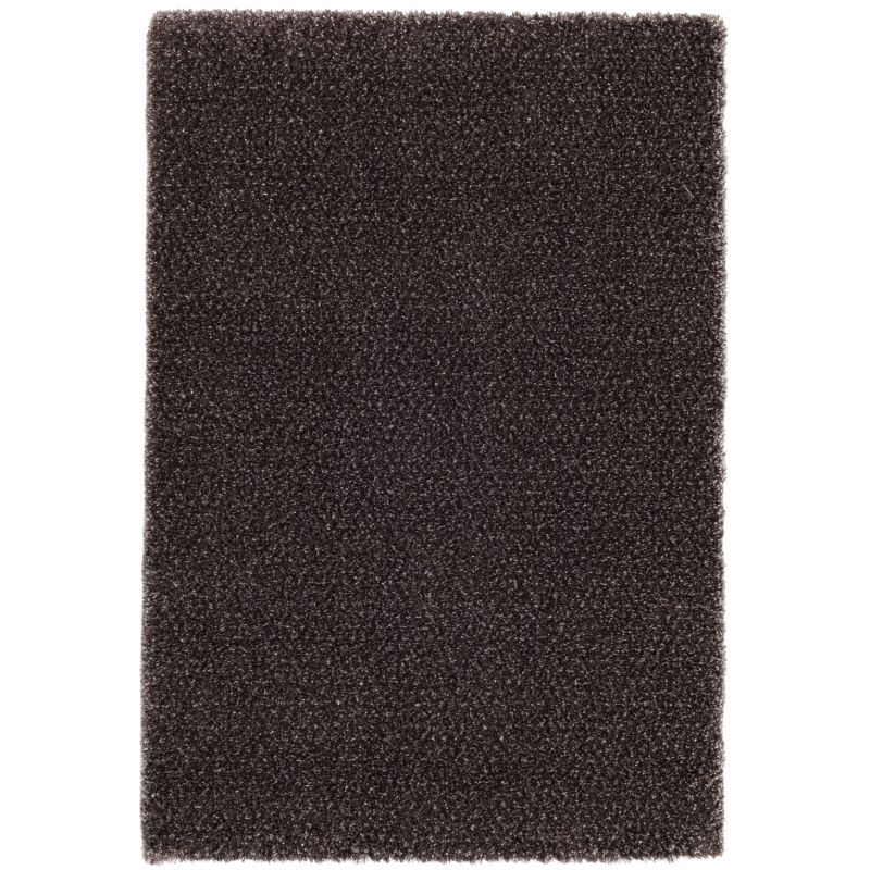 Tapis moderne Alcyone en laine et polyester doux chiné gris anthracite et marron