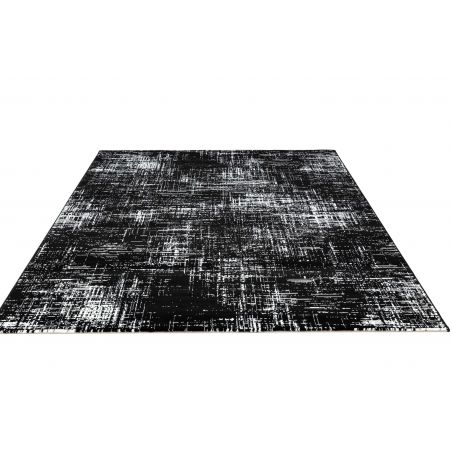 Tapis de salon moderne Vega polyester motif tissu noir et blanc Tapis de salon moderne Vega polyester motif tissu noir et blanc