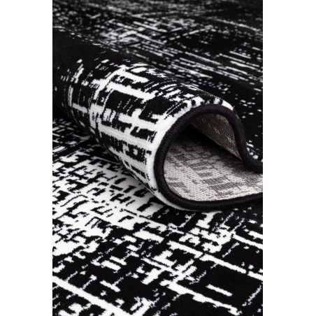 Tapis de salon moderne Vega polyester motif tissu noir et blanc Tapis de salon moderne Vega polyester motif tissu noir et blanc