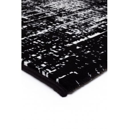 Tapis de salon moderne Vega polyester motif tissu noir et blanc Tapis de salon moderne Vega polyester motif tissu noir et blanc