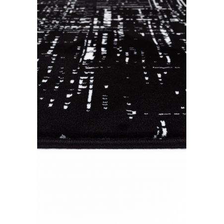 Tapis de salon moderne Vega polyester motif tissu noir et blanc Tapis de salon moderne Vega polyester motif tissu noir et blanc