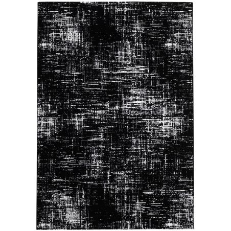 Tapis de salon moderne Vega polyester motif tissu noir et blanc Tapis de salon moderne Vega polyester motif tissu noir et blanc