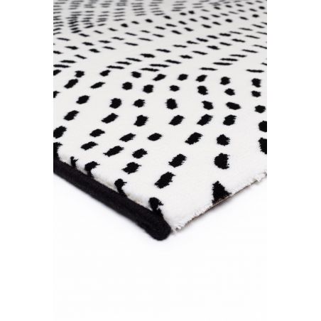 Tapis de salon contemporain Naos points noir sur fond blanc en polyester Tapis de salon contemporain Naos points noir sur fond blanc en polyester