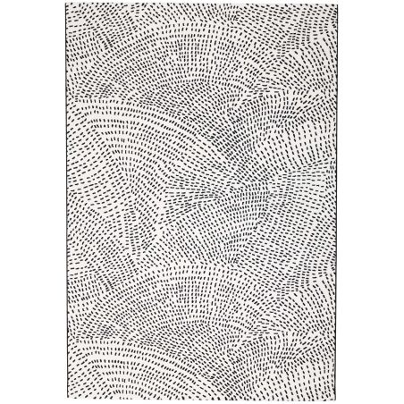 Tapis de salon contemporain Naos points noir sur fond blanc en polyester