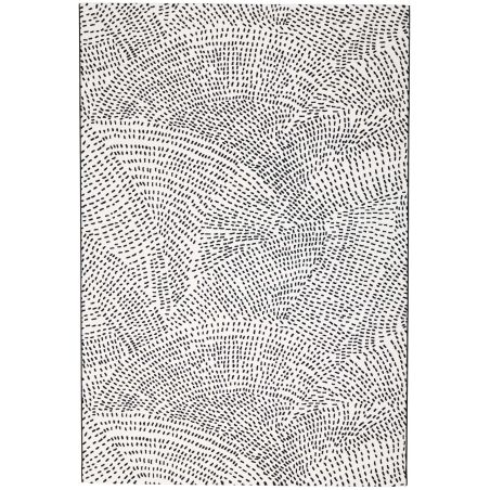 Tapis de salon contemporain Naos points noir sur fond blanc en polyester Tapis de salon contemporain Naos points noir sur fond blanc en polyester