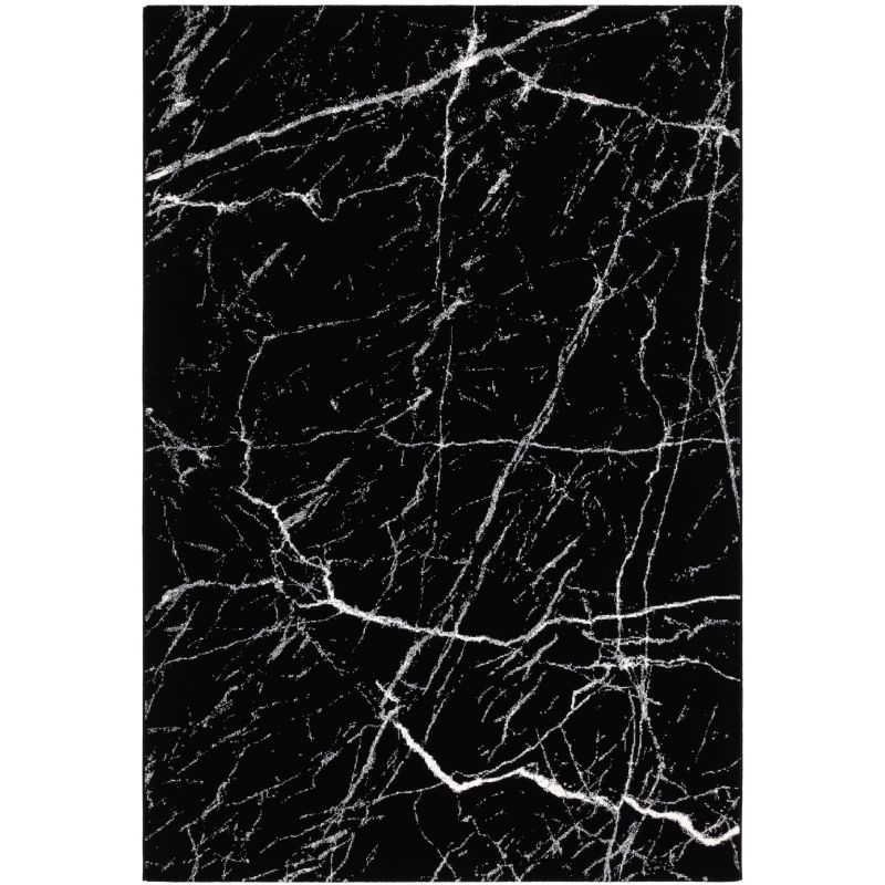 Tapis de salon design Tiaki décor marbre noir et blanc - TAPIS CHIC COLLECTION