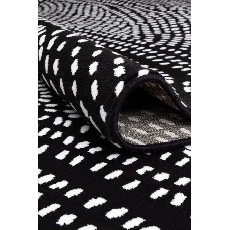 Tapis de salon contemporain Naos points blanc fond noir en polyester Tapis de salon contemporain Naos points blanc fond noir en polyester