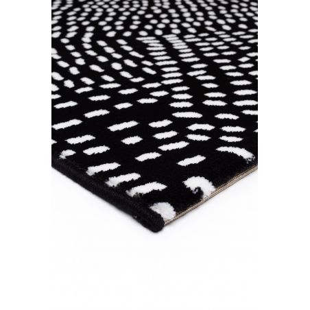 Tapis de salon contemporain Naos points blanc fond noir en polyester Tapis de salon contemporain Naos points blanc fond noir en polyester