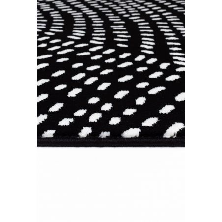 Tapis de salon contemporain Naos points blanc fond noir en polyester Tapis de salon contemporain Naos points blanc fond noir en polyester