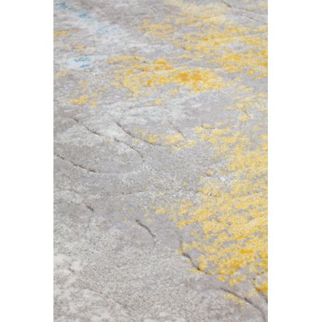 Tapis de salon moderne Felis en polyester orange, gris, bleu Tapis de salon moderne Felis en polyester orange, gris, bleu