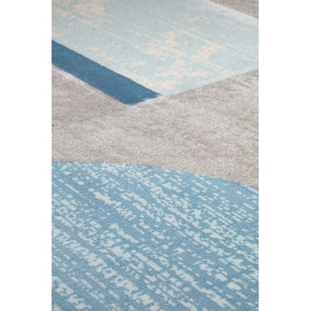 Tapis de salon motif Art Déco Dalim bleu en camaieu et gris Tapis de salon motif Art Déco Dalim bleu en camaieu et gris