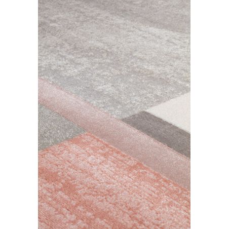 Tapis de salon motif Art Déco Dalim rose, gris ocre pastels Tapis de salon motif Art Déco Dalim rose, gris ocre pastels