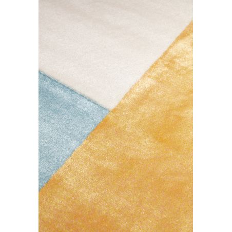 Tapis de salon scandinave en polyester Odin bleu, gris, ocre Tapis de salon scandinave en polyester Odin bleu, gris, ocre