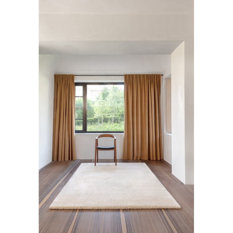 Tapis moderne Alcyone en laine et polyester doux chiné écru et beige