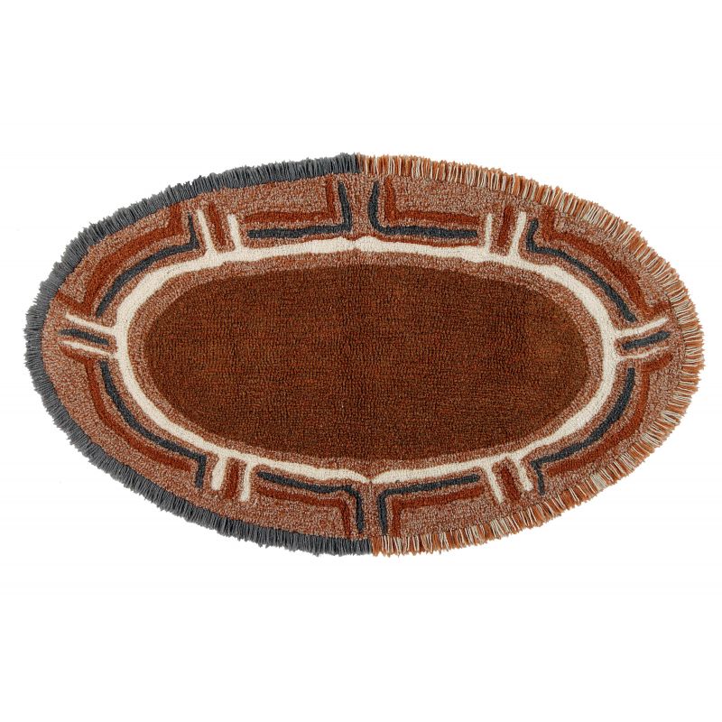 Tapis en laine lavable en machine Karibu couleur cannelle, beige et anthracite