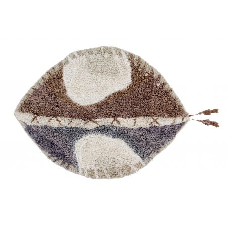 Tapis en laine lavable en machine brun, gris, beige et ivoire Kinga Tapis en laine lavable en machine brun, gris, beige et ivoire Kinga