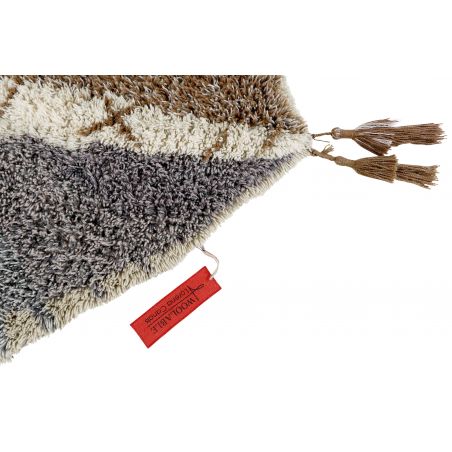 Tapis en laine lavable en machine brun, gris, beige et ivoire Kinga Tapis en laine lavable en machine brun, gris, beige et ivoire Kinga
