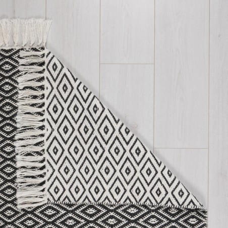 Tapis d'extérieur noir et blanc en coton recyclé Tapis d'extérieur noir et blanc en coton recyclé
