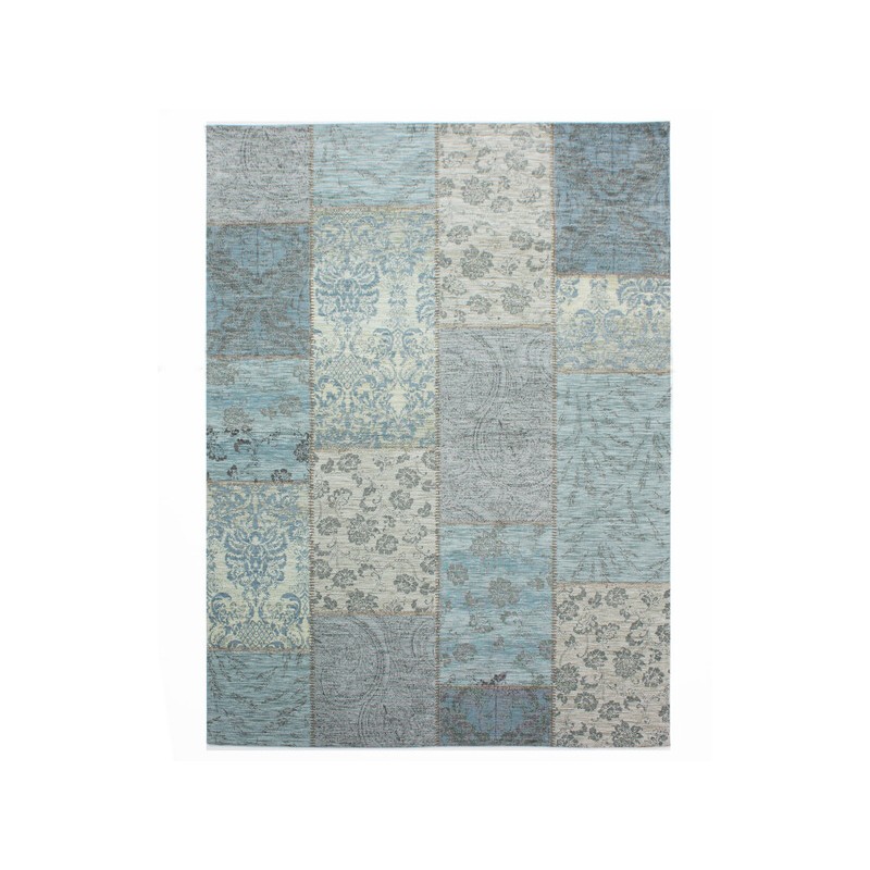 Tapis gris bleu  Kilim Patchwork Chenille par Flair Rugs