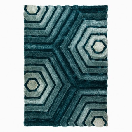 Tapis Design Hexagon Bleu Canard Tapis Design Hexagon Bleu Canard