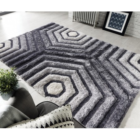 Tapis Design Hexagon Gris 160 x 230 cm