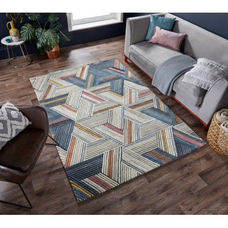 Tapis Design Géométrique Moda Ortiz multicolore ambiance Tapis Design Géométrique Moda Ortiz multicolore ambiance