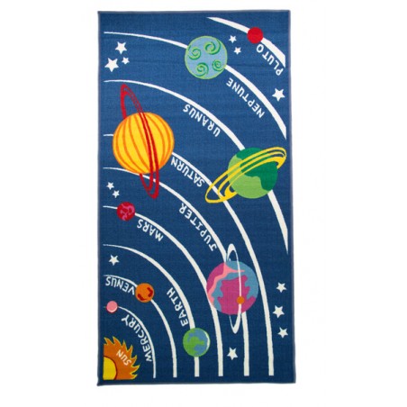 Tapis enfant bleu avec planètes spatiales par flair rugs Tapis enfant bleu avec planètes spatiales par flair rugs