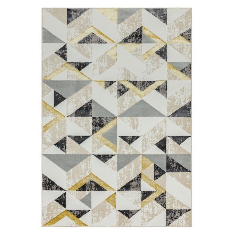 Tapis de salon motifs abstraits et géométriques gris et or ORIANE - JOSEPH LEBON