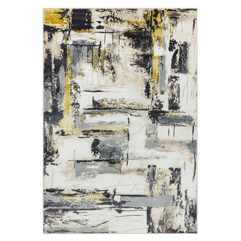 Tapis de salon motifs abstraits jaune et gris ORIANE - JOSEPH LEBON