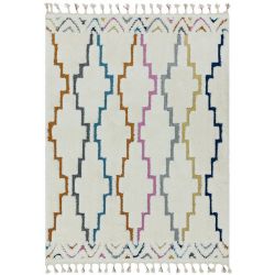 tapis motifs ethniques losange sur fond creme