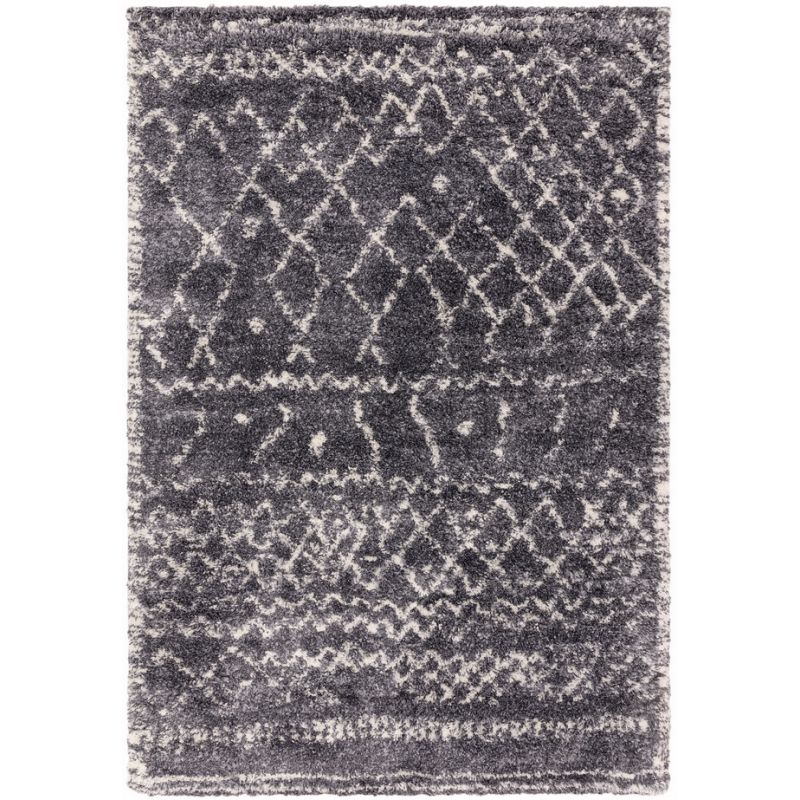 Tapis moderne épais motifs berbères crème sur fond gris ALTOS Authentic - JOSEPH LEBON