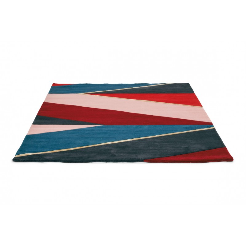 Tapis de salon en laine et viscose multicolore Sahara Bourgogne