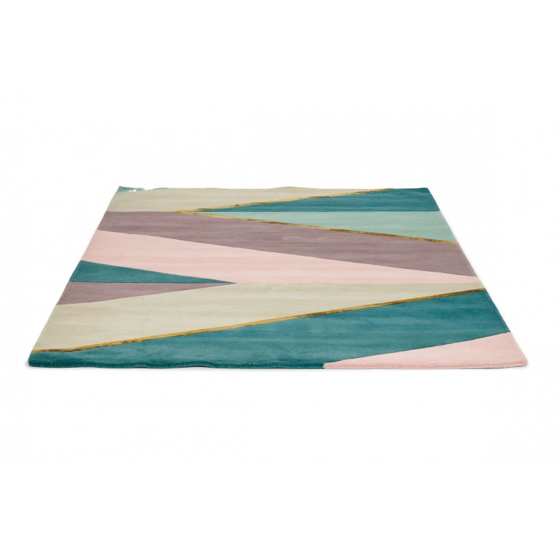 Tapis de salon en laine et viscose multicolore Sahara Rose