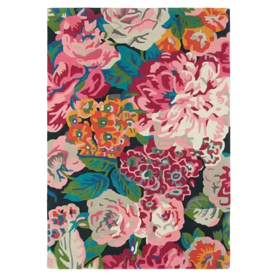 Tapis de salon en pure laine fleurs Rose Peony