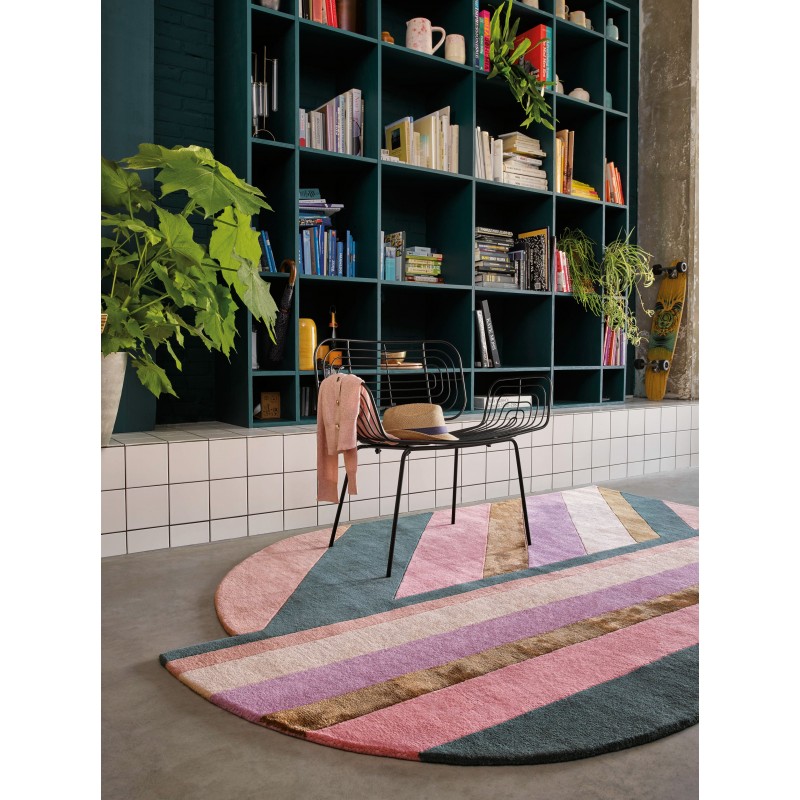 Tapis de salon en fibres naturelles multicolore Jardin Rose