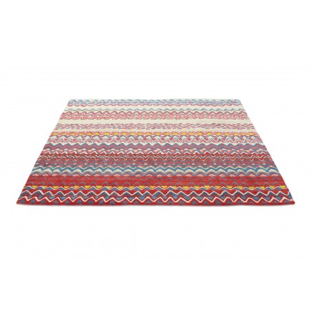 Tapis de salon en laine et coton recyclé multicolore Saffron Rouge Tapis de salon en laine et coton recyclé multicolore Saffron Rouge