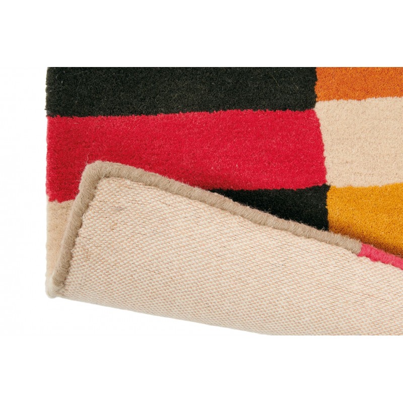 Tapis moderne en laine multicolore Estella domino