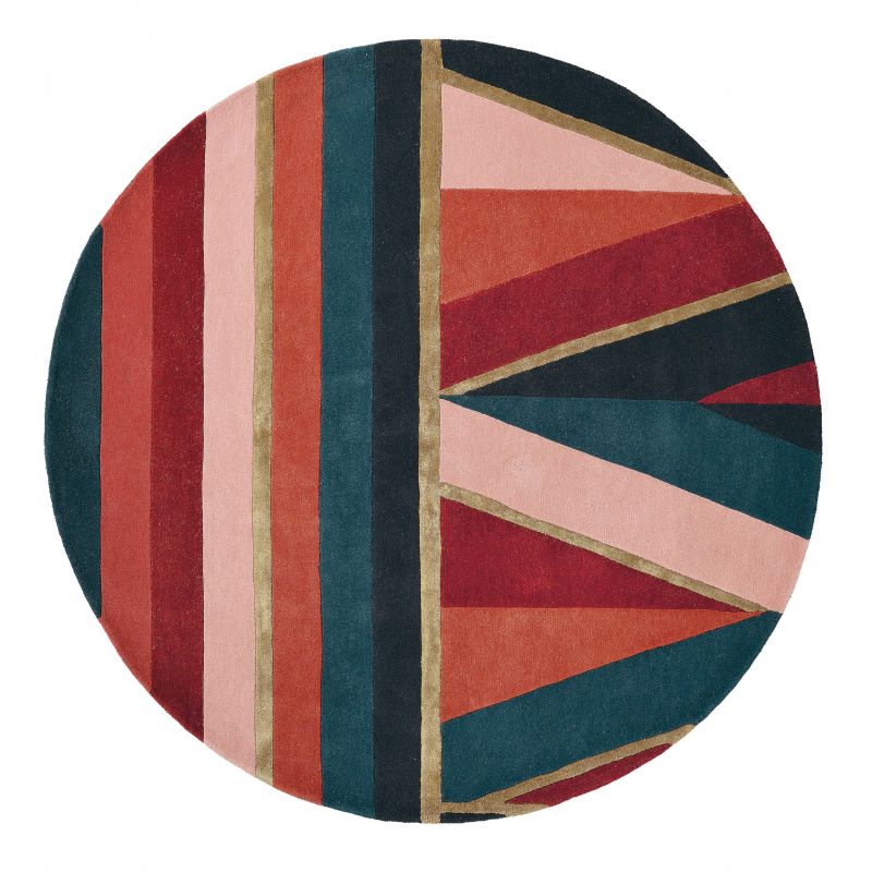 Tapis rond moderne en laine et viscose multicolore Sahara Bourgogne - Ted Baker