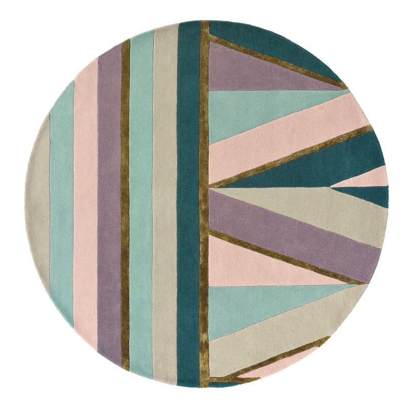 Tapis rond moderne en laine et viscose multicolore Sahara Rose - Ted Baker