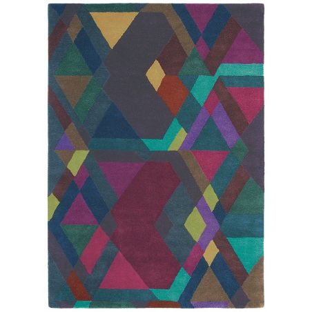 Tapis moderne en laine multicolore Mosaïc Aubergine Tapis moderne en laine multicolore Mosaïc Aubergine