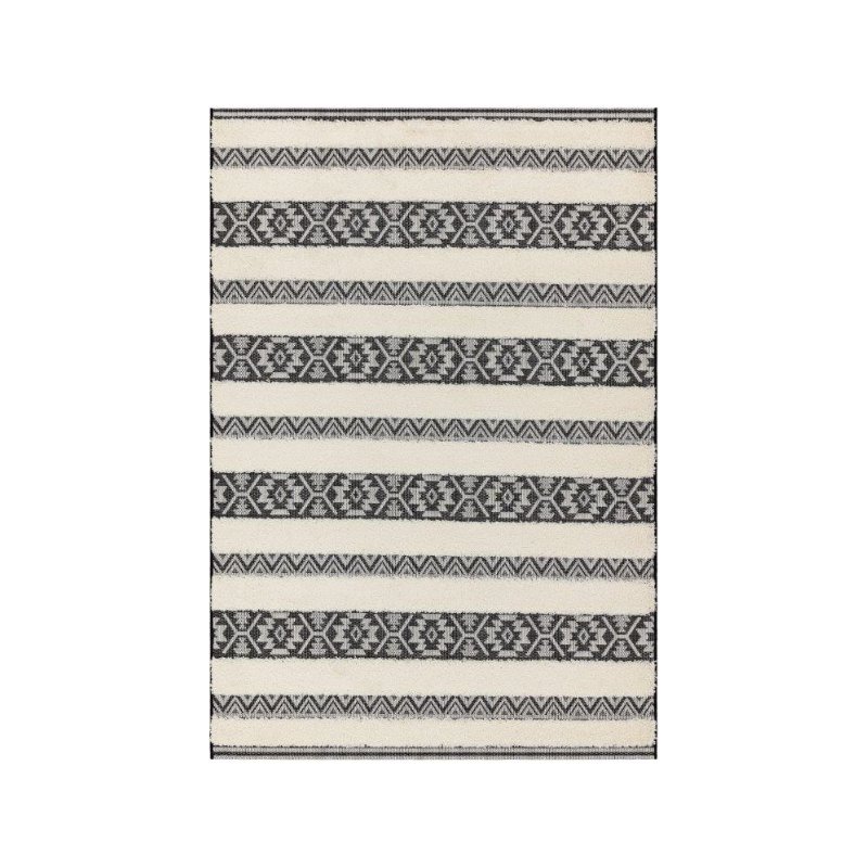 Tapis d'extérieur MONTY noir et crème STRIPE - JOSEPH LEBON