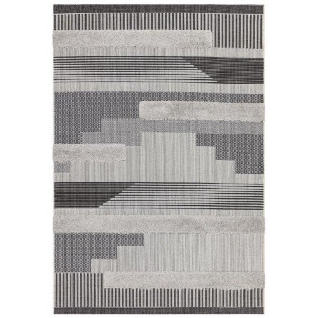 MONTY NOIR ET GRIS GEOMETRIC tapis d'extérieur