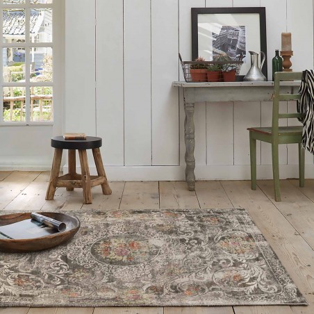 Tapis traditionnel motif floral Nebraska gris Tapis traditionnel motif floral Nebraska gris