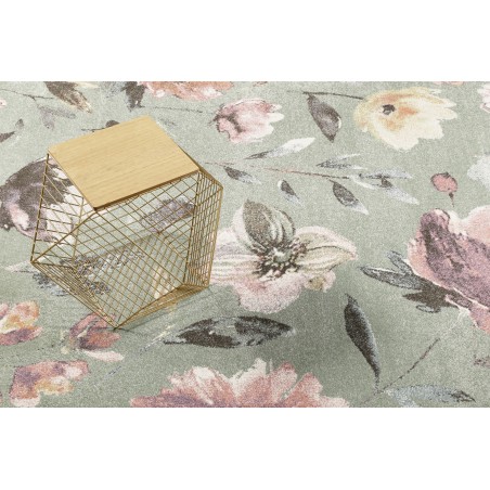 Tapis à poils courts fleuri Summer breeze menthe gris Tapis à poils courts fleuri Summer breeze menthe gris